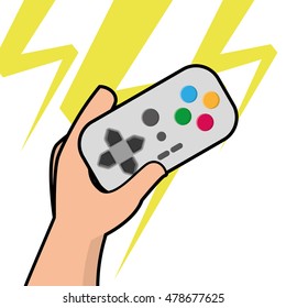 Isolated joystick being held by a hand, Vector illustration
