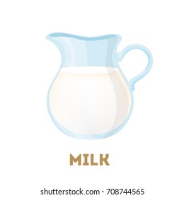 Isolated jug of milk on white background.