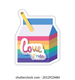 Isolated juice box with text and lgbt rainbow colors Vector