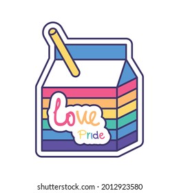 Isolated juice box with text and lgbt rainbow colors Vector