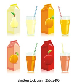 isolated juice boxes and glasses