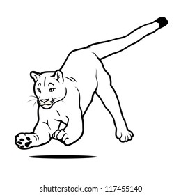 Isolated jumping cougar - vector illustration