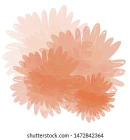Isolated juxtapositioned background set of gradient flowers. Geometric wallpaper of tropical multicolor plant. Summer pastel set of flower illustration.