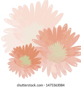 Isolated juxtapositioned background set of gradient flowers. Geometric wallpaper of tropical multicolor plant. Summer pastel set of flower illustration.