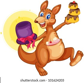 Isolated kangaroo with cupcakes