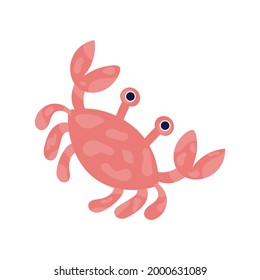 Isolated Kawaii Crab Anima. Sea Life Vector Illustration