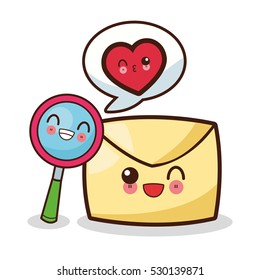 Isolated kawaii envelope design