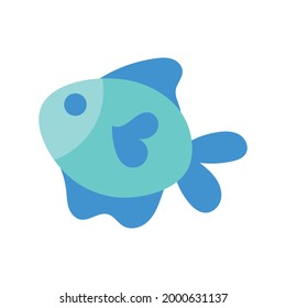 Isolated kawaii fish animal. Sea life Vector