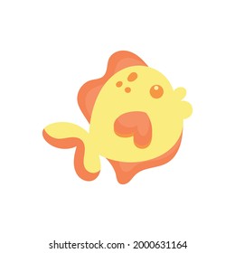 Isolated kawaii fish animal. Sea life Vector