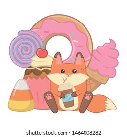 Isolated kawaii of fox cartoon design