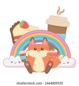 Isolated kawaii of fox cartoon design