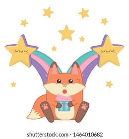 Isolated kawaii of fox cartoon design