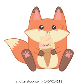 Isolated kawaii of fox cartoon design