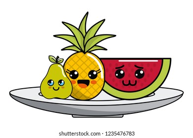 Isolated kawaii fruits design