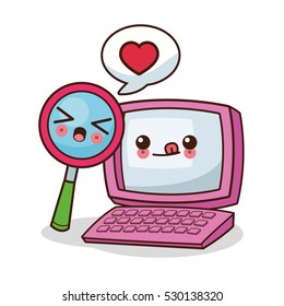 Isolated kawaii laptop design