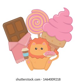 Isolated kawaii of lion cartoon design