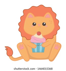 Isolated kawaii of lion cartoon design