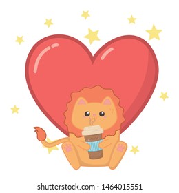 Isolated kawaii of lion cartoon design