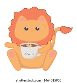 Isolated kawaii of lion cartoon design