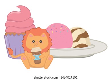 Isolated kawaii of lion cartoon design