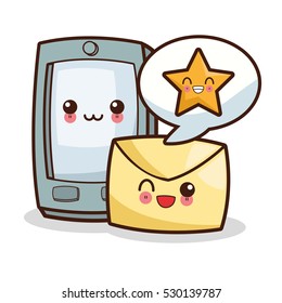 Isolated kawaii smartphone design