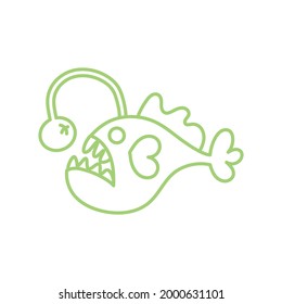 Isolated kawaii ugly fish animal. Sea life Vector
