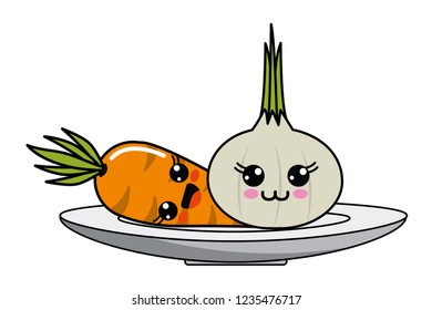 Isolated kawaii vegetables design