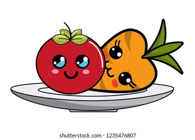 Isolated kawaii vegetables design
