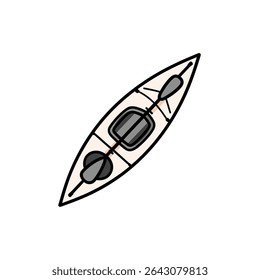 O caiaque isolado flutua calmamente branco plano de fundo simples ilustração