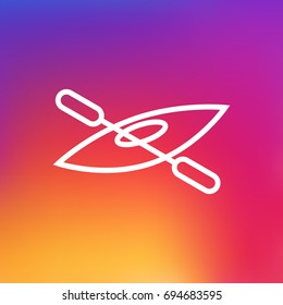 Isolated Kayak Outline Symbol On Clean Background. Vector Boat  Element In Trendy Style.