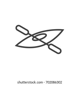 Isolated Kayak Outline Symbol On Clean Background. Vector Boat  Element In Trendy Style.