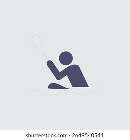 Isolated kayaking vector shows a person paddling, suitable for sport, recreation, and icon designs for a variety of projects.