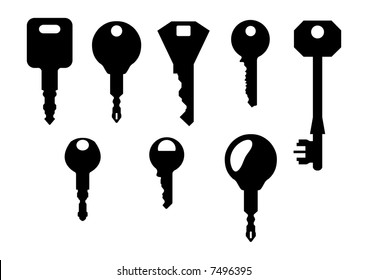 isolated key shapes on white background