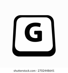 Isolated Keyboard Key G Symbol in Black and White for Text and Letters