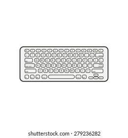 Isolated keyboard, vector illustration, line art design
