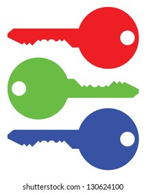 isolated keys symbolic RGB colors - illustration