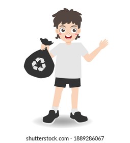 Isolated Kid Cleaning The Environment