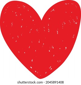 Isolated Kid Hand drawn doodle cute red heart symbol for greeting card or poster. Valentine's day heart love and romantic concept. Calligraphic vector illustration, painted design element, EPS 10. 