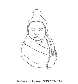 isolated kid line vector art with white background