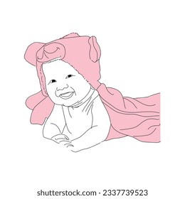 arte vectorial de línea de niño aislado con fondo blanco