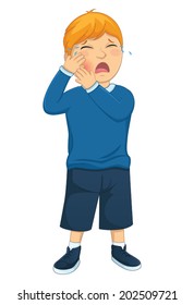 Isolated Kid Tooth Pain Vector Illustration