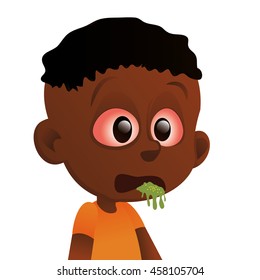 Isolated kid with a virus, Vector illustration