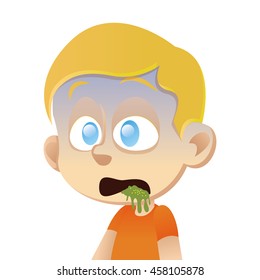 Isolated kid with a virus, Vector illustration