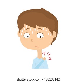 Isolated kid with a virus, Vector illustration