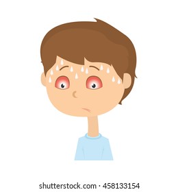 Isolated kid with a virus, Vector illustration