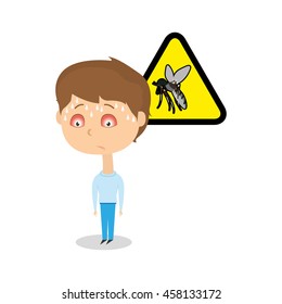 Isolated kid with a virus, Vector illustration