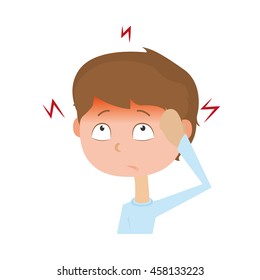 Isolated kid with a virus, Vector illustration