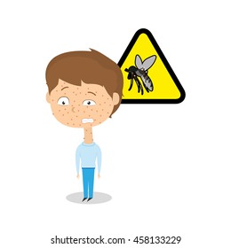 Isolated kid with a virus, Vector illustration