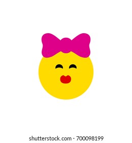 Isolated Kiss Flat Icon. Caress Vector Element Can Be Used For Kiss, Smile, Emoji Design Concept.