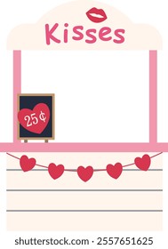 Isolated kissing booth flat vector illustration.
For celebrating Valentine's Day, wedding or birthday.
Transparent background.